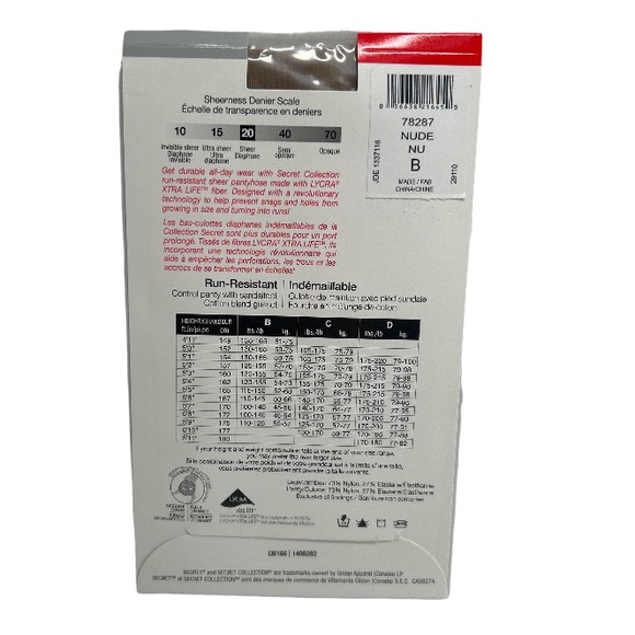 4/$20 Secret Collection Shape & Silky Control B Pantyhose 2 Pairs New Packages - Picture 5 of 12